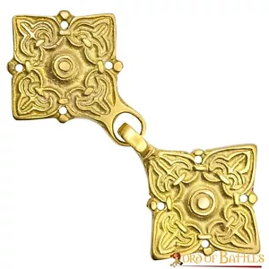 Viking Brooch Pin Cloak Shawl Clasp Brass Functional Medieval Costume Accessory - Picture 1 of 16