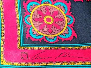 Anne KLEIN ABSTRACTO Mantón Bufanda 8x52" Todo Seda con Forro 100% Lana Vera Japón - Imagen 1 de 8