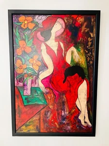 Tableau Linda Le Kinff - Peinture Originale Mixte sur Panneau - 1993 - Imagen 1 de 11