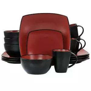 Gibson Elite Soho Lounge 16 pc Matte Glazed Stoneware Dinnerware Set in Red - Picture 1 of 1