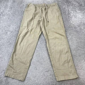 George Chino Pants Men Size M (32-34) Tan Slash Pocket Flat Front Drawstring - Picture 1 of 15