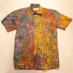 Cañaña de campamento con estampado de bloques Orton Brothers para hombre talla pequeña/naranja/corbata Batik teñida/SS - Imagen 1 de 8