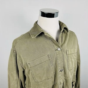 H&M Divided Size Small Denim Jean Jacket Green Wash 100% Cotton Metal Buttons - Picture 1 of 4