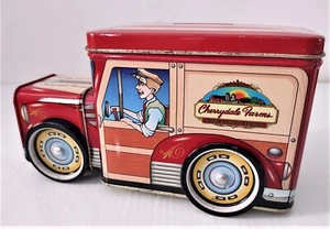 Vintage Cherrydale Farms Delivery Truck Tin Box Coin Bank with Rotating Wheels - Picture 1 of 3