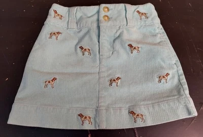 Falda RL RALPH LAUREN Pana Niñas Talla 6 Bordada Perro Azul Turquesa pj Foto 1 de 3