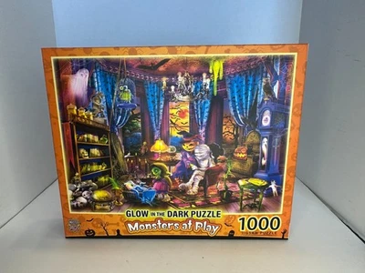 Master Pieces Monsters At Play Glow in the Dark Jigsaw Puzzle 1000 Pieces *New - Image 1 of 4