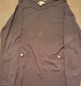 Pullover Michael Kors verde oliva acanalado informal XL manga larga top mujer  - Imagen 1 de 2