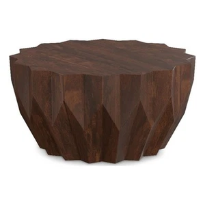 Turnbull MANGO WOOD 34" Wide Polygon Coffee Table in Walnut & Fully Assembled - Picture 1 of 10