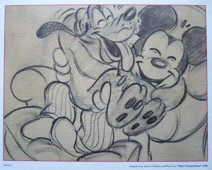 Disney licenced print of Mickey and Pluto drawing. Authentic story sketch 1938. - Picture 1 of 8
