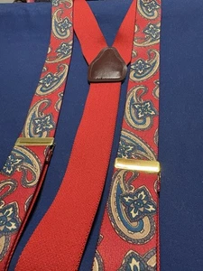 Cas W Germany Vintage Paisley Suspenders Y Back Gold Tone Clips. G 4 - Picture 1 of 6