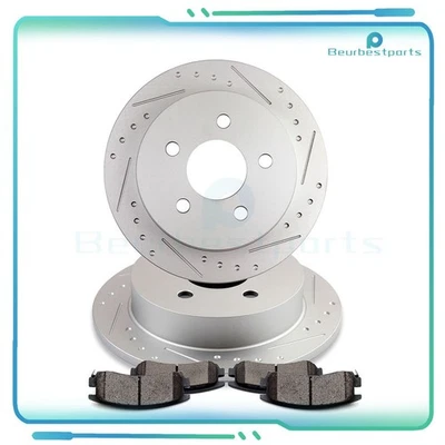 Fits 2000 2001 2002-2005 Chevrolet Impala Rear Brake Rotor + Ceramic Pads Set - Image 1 of 4