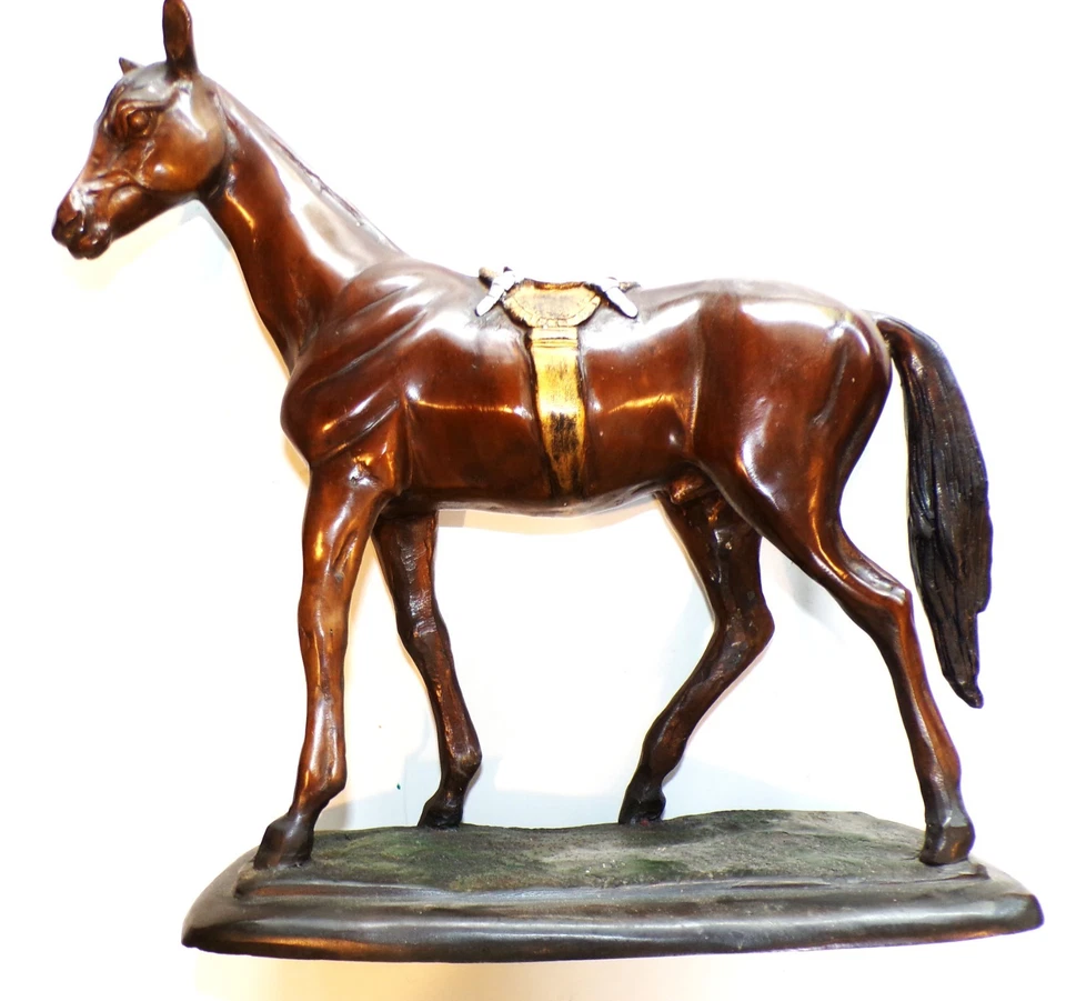 Estatua escultura de caballo de carreras de carreras de raza pura sangre antigua RARA de 13" 11 libras *r Foto 1 de 4