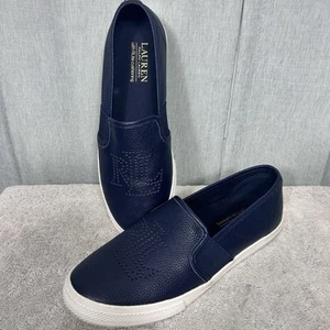 Lauren Ralph Lauren Jarret LEATHER Blue RLite Cushioning Slip-On Shoes Size 7.5 - Picture 1 of 13