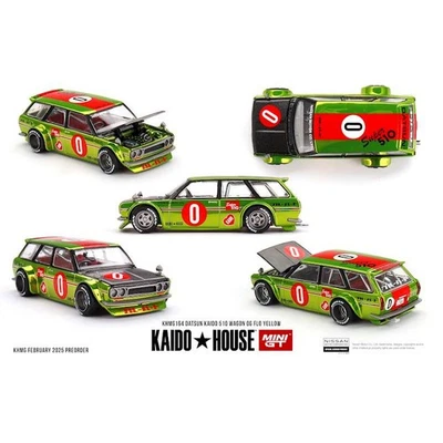 MINIGT KAIDO HOUSE DATSUN 510 WAGON OG FLOW YELLOW - KHMG164 SCALA 1:64 - Immagine 1 di 4