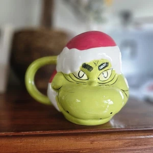 The Grinch Mug 3D Face Coffee Cup Dr Seuss 2021 Hallmark Collectible Glass - Picture 1 of 6
