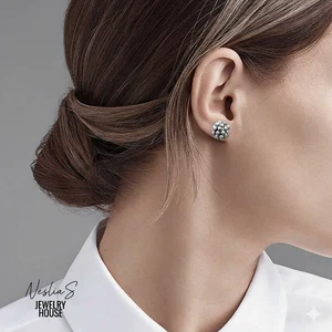 Pendientes bayas minimalistas, zamak recubierto de plata, hechos a mano - Imagen 1 de 12