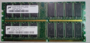 Micron 2x512Mb RAM modules, MT16VDDT6464AG-40BG4, PC3200U-30331-B1, DDR 400 CL3 - Picture 1 of 1