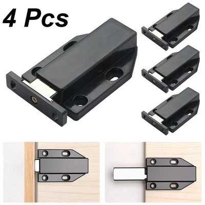 4x Door Push To Open Magnetic Cabinet Catch Heavy Duty Latch ABS Black - Image 1 of 4