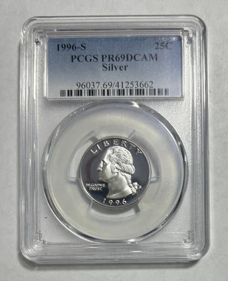 1996 S Silver Washington Quarter 25C PCGS PR69DCAM - Image 1 of 4
