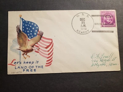 Destroyer USS KEARNY DD-432 Naval Cover 1940 MINKUS PATRIOTIC Cachet - Image 1 of 2