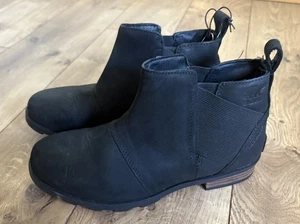 SOREL Emelie Chelsea Waterproof Black Women's Boots Size 7 $200 - Picture 1 of 5
