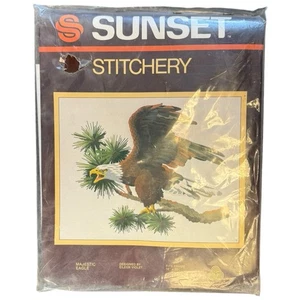 Vintage 1983 Sunset Stitchery Crewel bordado MAJESTIC EAGLE #2555 16x 20" - Imagen 1 de 3
