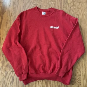 Vintage Red SEARS Employee Crewneck Sweatshirt Mens XL Defunct Store GRAIL - Picture 1 of 4