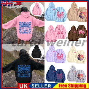 Palm/ Puff /Hoodies For Teen Girls Butterfly Print Oversized Pullover Sweatshirt - Picture 1 of 38
