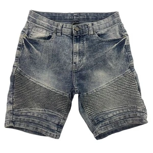 Steves Jeans Shorts Boys Size 12 Blue Stonewashed Bermuda Moto Stacked - Picture 1 of 12