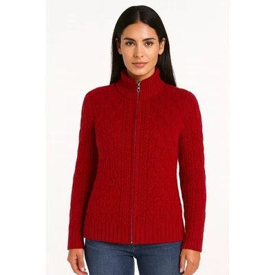 Cárdigan Charter Club Rojo Angora Cremallera Completa Rojo Grueso Suéter Mediano Foto 1 de 4