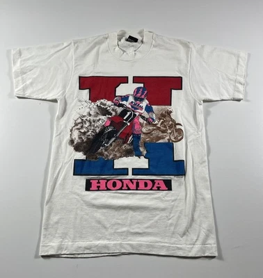 Vtg 80s Honda Motocross Dirt Bike Racing T Shirt M USA Screen Stars Best - Image 1 of 4