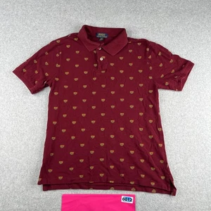 Polo Ralph Lauren Polo Shirt Youth Large Burgundy Crest Print Casual - Picture 1 of 8