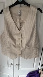 Ladies Pinstripe Waistcoat Size 18 From Gap Bnwt - Picture 1 of 8