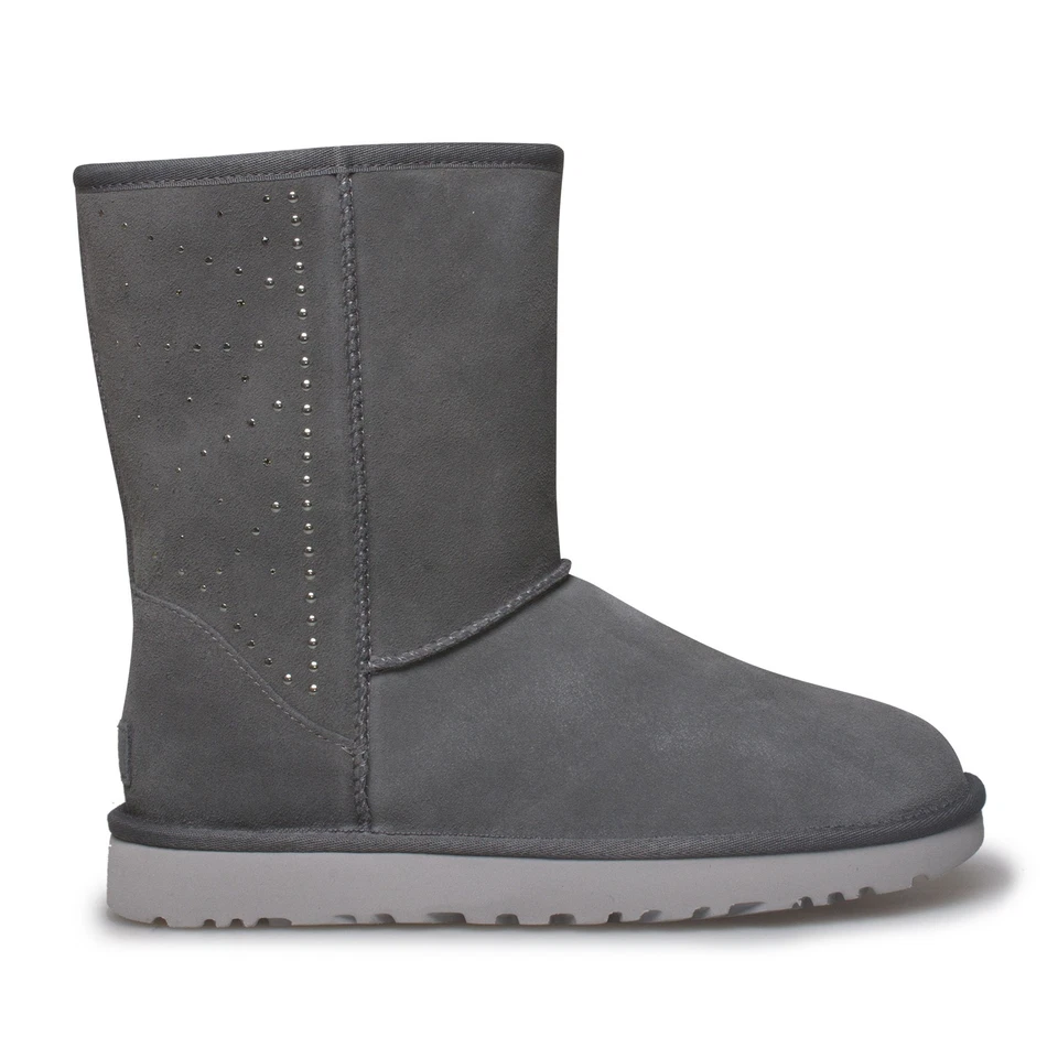 UGG Classic Short Studded Women BOOTS Suede Charcoal US 10 /uk 8 /eu 41