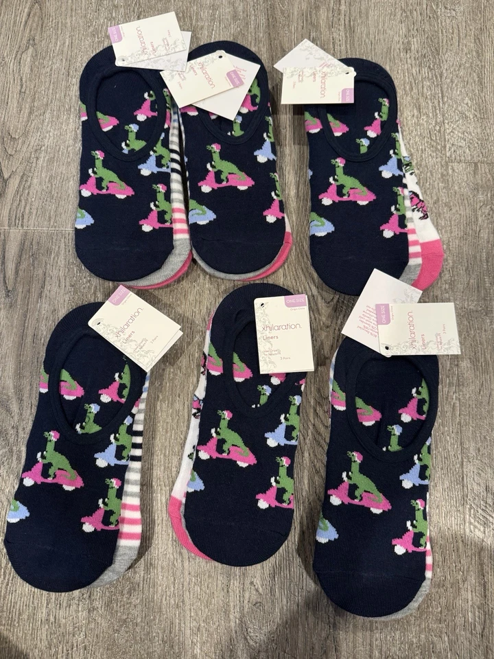 xhilaration 3 pares X6 paquetes de calcetines forradores con tema de dinosaurio sin mostrar talla única nuevos con etiquetas Foto 1 de 4