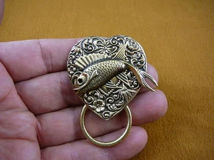 (e766) Fish Eyeglass BRASS pin pendant ID badge holder brooch I love fishing - Picture 1 of 1