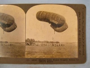 Stereoview Hauling Down French Dirigible Balloon For Officers Report 18758 (O) - Picture 1 of 4