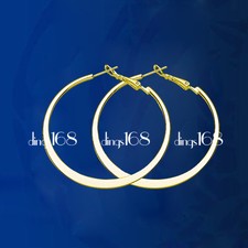 Flat 2.2" X-Large Hoop Earring Z903Y Women's 18K Yellow Gold Filled Nickle-Free