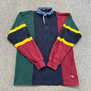 VINTAGE Gant Shirt Mens Small Blue Red Green Long Sleeve Colorblock Striped 90s - Picture 1 of 11