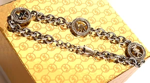 MICHAEL KORS Fulton Logo Silver-Tone Chain Bracelet MKJ4730040 with MK GIFT BOX - Picture 1 of 4