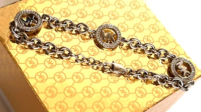 MICHAEL KORS Fulton Logo Silver-Tone Chain Bracelet MKJ4730040 with MK GIFT BOX - Image 1 of 4