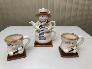 Teeservice Schneemann stapelbar S'more Marshmallow Tasse und Kanne mit Kakaotassen, Hershey - Bild 1 von 8