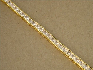 Tennisarmband Damen gelbvergoldet 57 quadratisch Princess-Schliff CZ 7,5 Zoll lang  - Bild 1 von 3