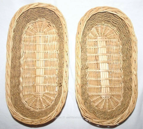 Two Oblong Long Oval Bread Gift Basket Kitchen Storage Utensil Holder Organizer Cover