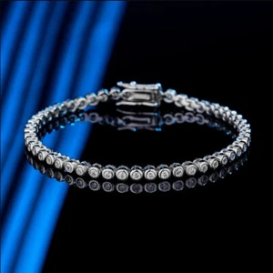 2mm D VVS1 Moissanite Tennis Chain Bracelet for Women Ladies 925 Sterling Silver - Picture 1 of 19