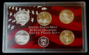 2006 US Mint Silver Proof Set 5 Coin Quarters CoA in Original Box - Picture 1 of 5