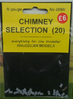 New No.66N N gauge pack of chimneys (20) for metcalfe and others. suit Hornby