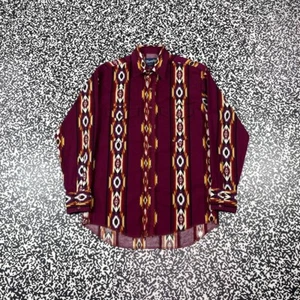 Vintage 90s Wrangler Western Shirt Aztec Pattern Rare - Picture 1 of 10
