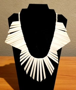 **Vintage Oversized Ethno Boho Tribal Fransen Knochen Halskette** - Bild 1 von 6