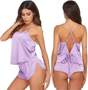 Ekouaer Silk Pajamas Set for Women Satin Backless Lingerie Pjs Cami Top and Shor - Picture 1 of 4